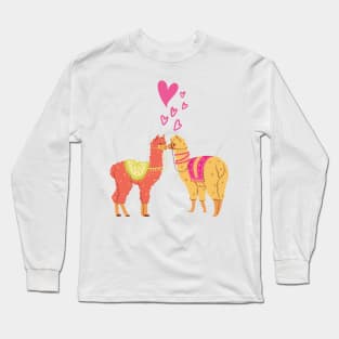 Cute Will You Be My Llamentine Romantic Animal Pun for Valentines Long Sleeve T-Shirt